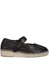 Billi Bi Perforated Buckle Espadrilles In Black
