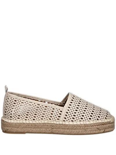 Billi Bi Perforated-design Flat Espadrille In Neutral