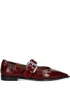 Billi Bi Pointed-toe Buckle Ballet Flats In Burgundy