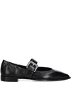 Billi Bi Pointed-toe Buckle Flat Pumps In Black