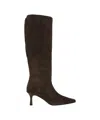 Billi Bi Pointed Toe Suede Ankle Boots With Stiletto Heel In Black