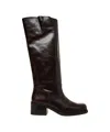 Billi Bi Polished Leather Knee-high Boots With Rounded Square Toe In Black