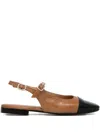 Billi Bi Slingback Cap-toe Ballet Flats In Brown
