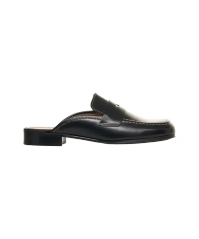Billi Bi Square Toe Black Leather Slip-in Loafers
