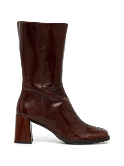 Billi Bi Square Toe Boots In Brown