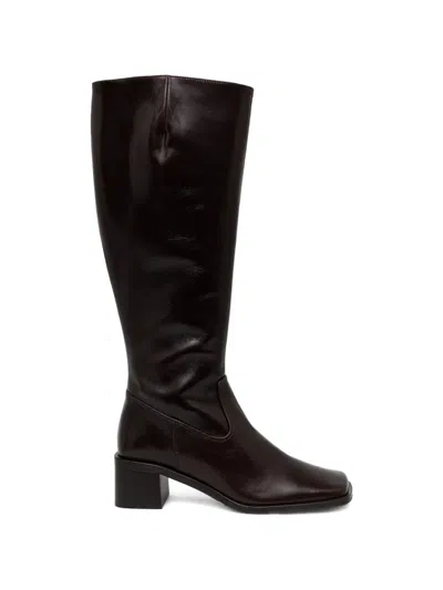 Billi Bi Square-toe Heeled Boots In Brown