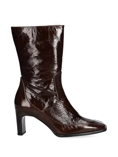 Billi Bi Square-toe Boots In Burgundy