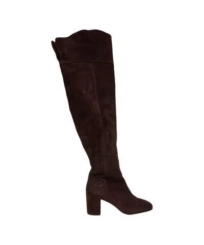 Billi Bi Suede High-height Ankle Boots With Mid-block Heel In Brown