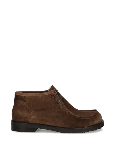 Billi Bi Suede Shearling-lined Ankle Boots In Brown