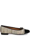 Billi Bi Tweed Cap-toe Flat Pumps In Neutral