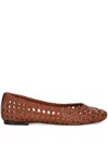 Billi Bi Woven Leather Ballet Flats In Brown