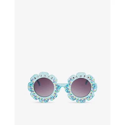Billie Blush Kids' Elixir Confetti-print Flower Sunglasses In Blue