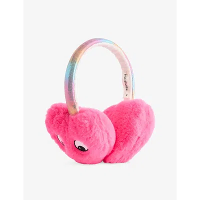 Billie Blush Kids' Fluffy Heart Faux-fur Earmuffs In Pink