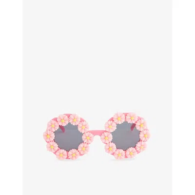 Billie Blush Kids' Fuschia Floral-embellished Sunglasses In Pink
