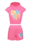 Billie Blush Girls Pink Hooded Top And Short Set