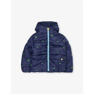 Billie Blush Kids' Graphic-print Hooded Puffer Jacket 3-8 Years Navy In Blue