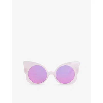 Billie Blush Kids' Lilac Butterfly-shape Glitter Sunglasses In Pink
