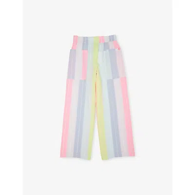 Billie Blush Kids' Multicoloured Striped Loose-fit Cotton-blend Trousers 3-12