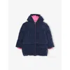 Billie Blush Navy Hooded Padded Woven Puffer Jacket 2-12 In Blue