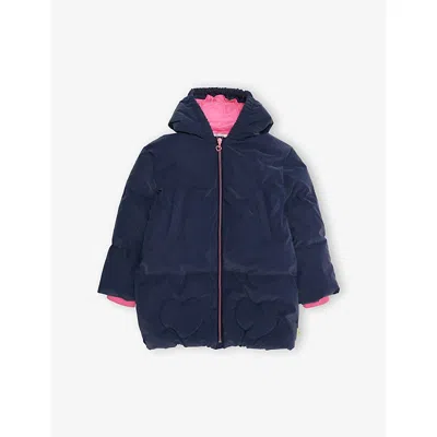 Billie Blush Kids' Navy Hooded Padded Woven Puffer Jacket 2-12 In Blue