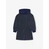 Billie Blush Navy Hooded Stretch Metallic-woven Jumper Dress 2-12 In Blue