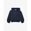 Billie Blush Navy Relaxed-fit Stretch Metallic-woven Hoody 2- In Blue