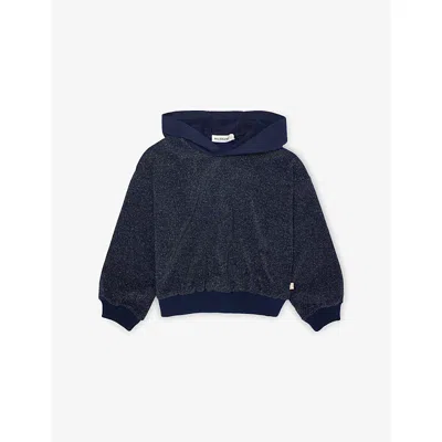 Billie Blush Kids' Navy Relaxed-fit Stretch Metallic-woven Hoody 2- In Blue