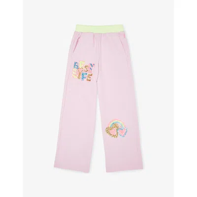 Billie Blush Kids' Nosegay Sequin-patch Straight-leg Cotton-blend Jogging Bottoms 3-12 In Pink