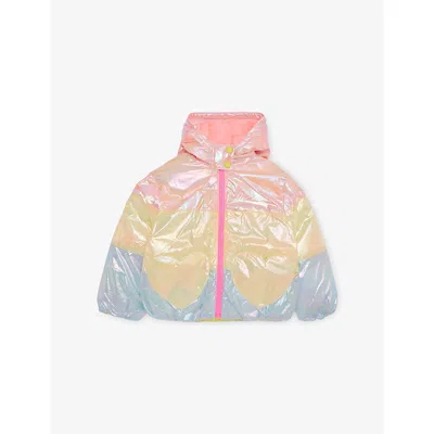 Billie Blush Kids' Peach Iridescent Hooded Shell Puffer Jacket 2- In Neutral
