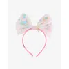 Billie Blush Pink Sequin Bow Cotton Headband In Pink