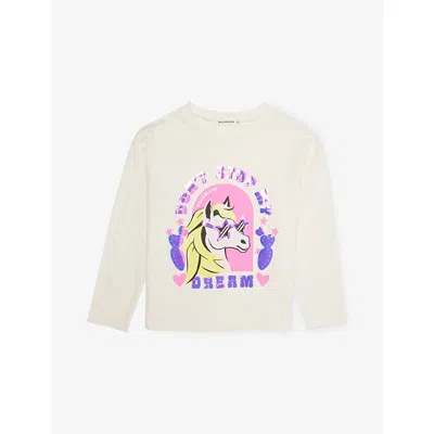 Billie Blush Kids' Ivory Printed Long-sleeves Cotton-jersey T-shirt 2-10 In White