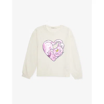 Billie Blush Kids' Ivory Printed Long-sleeves Cotton-jersey T-shirt 2-10 In White