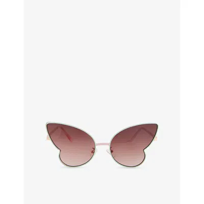 Billie Blush Kids' Sea-green Butterfly Stainless Steel Sunglasses In Brown