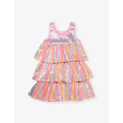 Billie Blush Kids' Sequin-embellished Stripe Woven Mini Dress 3-10 Years Pink