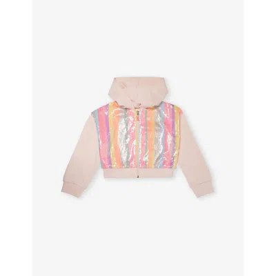 Billie Blush Kids' Sequin-embellished Striped Cotton-jersey Hoody 2-12 Years Pink  Pal In Pink  Pale