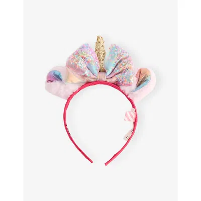 Billie Blush Kids' Sparkling Bow Unicorn Headband In Pink