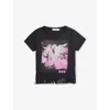 Billie Blush Dark Grey Unicorn Fringed Cotton-jersey T-shirt 8-12 In Gray