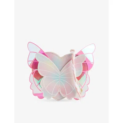 Billie Blush Kids' White Glittered-butterfly Cross-body Bag
