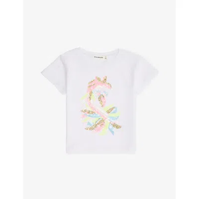 Billie Blush Kids' White Sequin Short-sleeves Cotton-jersey T-shirt 3-12