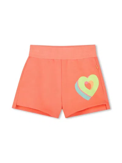 Billieblush Kids' Heart-print Shorts In D Corail Fluo