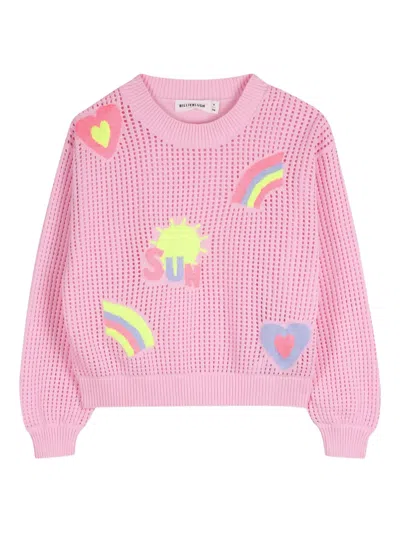 Billieblush Kids' Appliqué Sweater In Brown