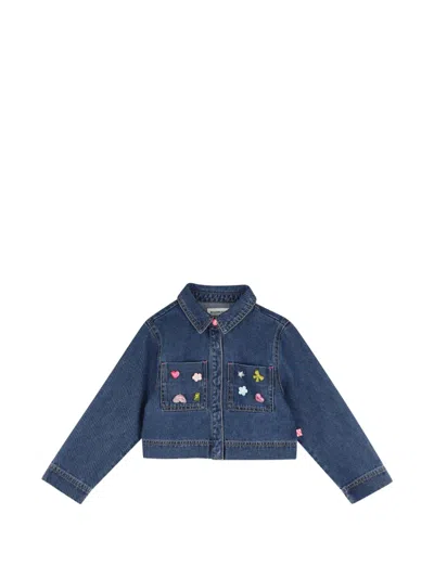 Billieblush Kids' Appliqué-detailed Denim Shirt In Blue