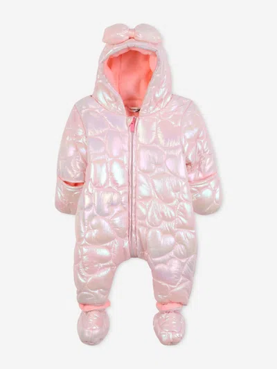 Billieblush Kids'  Baby Girls Bow Snowsuit In Pink