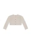 Billieblush Beige Crop Cardigan For Girl With Gold Lurex Details In Beige