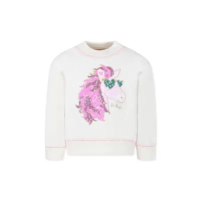 Billieblush Kids' Beige Sweatshirt For Girl With Pegasus