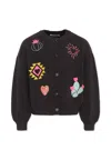 Billieblush Black Cardigan For Girl With Embrodery In Black