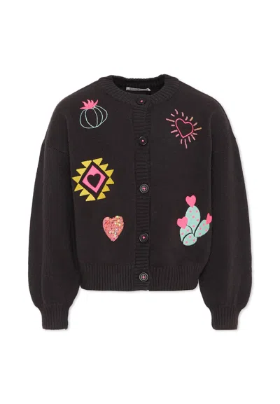 Billieblush Kids' Black Cardigan For Girl With Embrodery