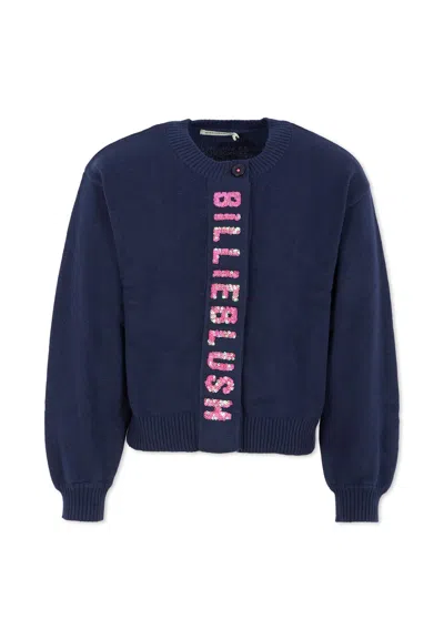 Billieblush Kids' Blue Cardigan For Girl With Logo