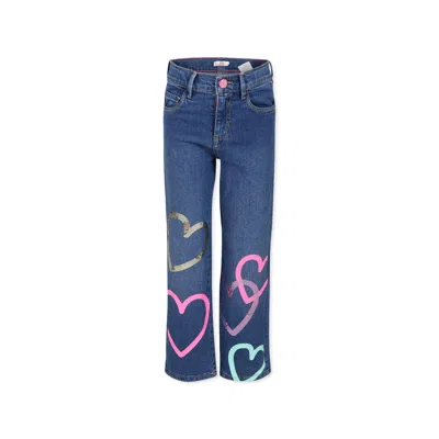 Billieblush Kids' Blue Jeans For Gilr With Hearts In Denim