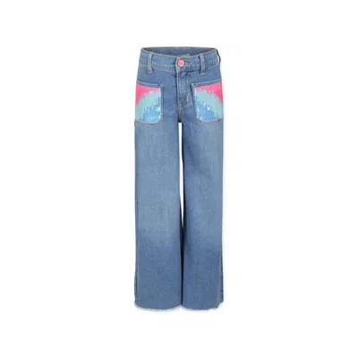 Billieblush Kids' Blue Jeans For Gilr With Sequins In Denim
